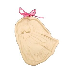 Brown Bag Cookie Art Angel w/Wings Christmas Mold Stamp 1991 Stoneware Vintage